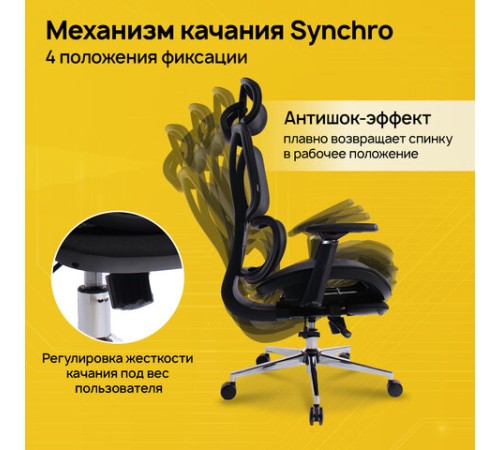 Кресло BRABIX PREMIUM "Evolution ER-700", подножка, слайдер, синхромеханизм, сетка, черное, 532947 Кресло BRABIX PREMIUM "Evolution ER-700", подножка, слайдер, синхромеханизм, сетка, черное, 532947