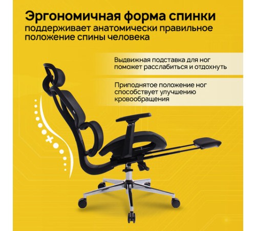 Кресло BRABIX PREMIUM "Evolution ER-700", подножка, слайдер, синхромеханизм, сетка, черное, 532947 Кресло BRABIX PREMIUM "Evolution ER-700", подножка, слайдер, синхромеханизм, сетка, черное, 532947