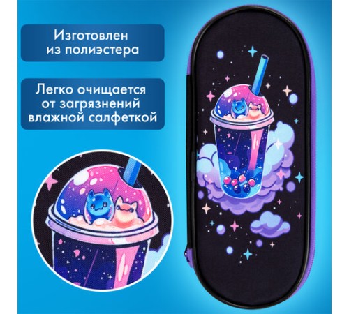 Пенал-футляр BRAUBERG, 1 отделение, органайзер, полиэстер, 22x9х5 см, 