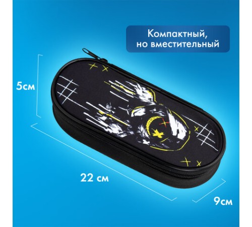 Пенал-футляр BRAUBERG, 1 отделение, органайзер, полиэстер, 22x9х5 см, 