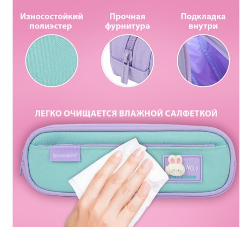 Пенал-футляр BRAUBERG, 2 отделения, 3D-элемент, полиэстер, 