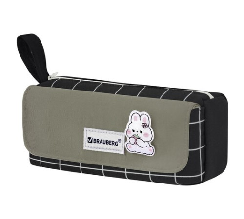 Пенал мягкий BRAUBERG, 1 отделение, карман на липучке, значок, 22х10х6 см, 