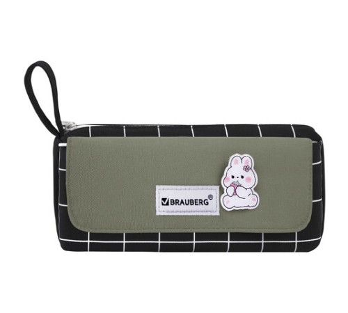 Пенал мягкий BRAUBERG, 1 отделение, карман на липучке, значок, 22х10х6 см, 