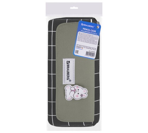 Пенал мягкий BRAUBERG, 1 отделение, карман на липучке, значок, 22х10х6 см, 