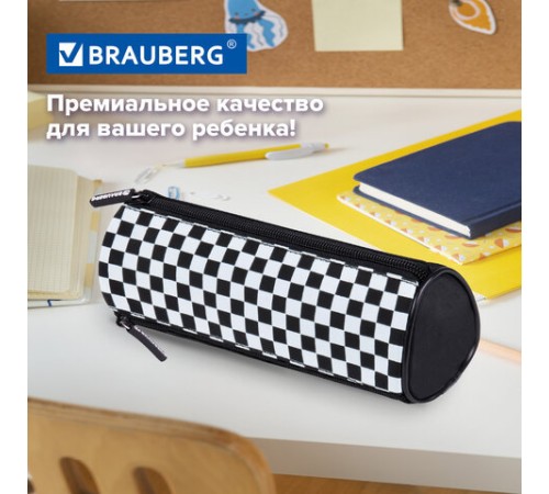 Пенал мягкий BRAUBERG, 3 отделения, нейлон, 21х7х7 см, 