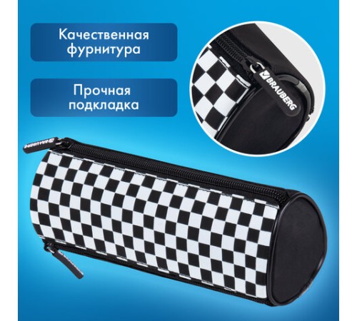 Пенал мягкий BRAUBERG, 3 отделения, нейлон, 21х7х7 см, 