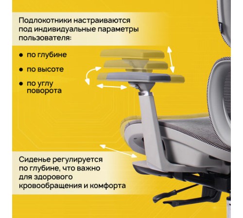 Кресло BRABIX PREMIUM "Evolution ER-700", подножка, слайдер, синхромеханизм, сетка, серое, 532948 Кресло BRABIX PREMIUM "Evolution ER-700", подножка, слайдер, синхромеханизм, сетка, серое, 532948