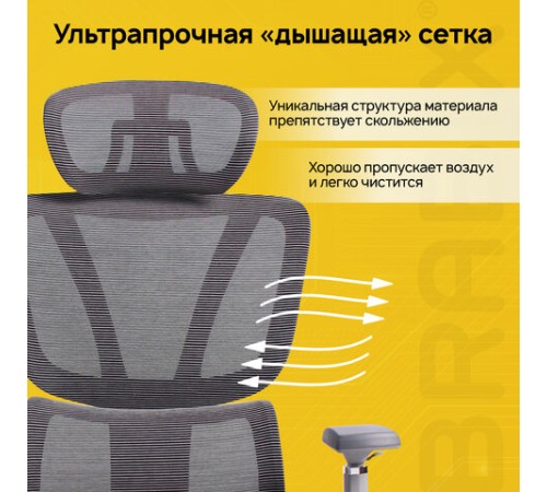 Кресло BRABIX PREMIUM "Evolution ER-700", подножка, слайдер, синхромеханизм, сетка, серое, 532948 Кресло BRABIX PREMIUM "Evolution ER-700", подножка, слайдер, синхромеханизм, сетка, серое, 532948
