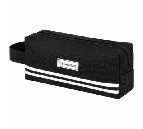 Пенал-органайзер BRAUBERG с ручкой, 2 отделения, полиэстер, 23x10 см, черный, 273592
