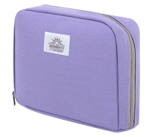 Пенал-органайзер BRAUBERG, 1 отделение, С НАКЛЕЙКАМИ, молния вокруг, канвас, 22x15х6 см, фиолетовый, 273594