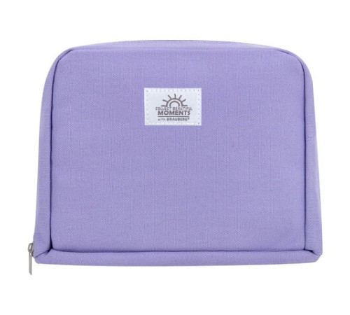 Пенал-органайзер BRAUBERG, 1 отделение, С НАКЛЕЙКАМИ, молния вокруг, канвас, 22x15х6 см, фиолетовый, 273594
