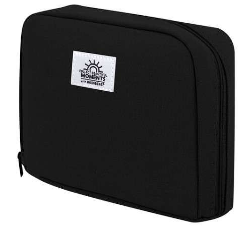 Пенал-органайзер BRAUBERG, 1 отделение, С НАКЛЕЙКАМИ, молния вокруг, канвас, 22x15х6 см, черный, 273596