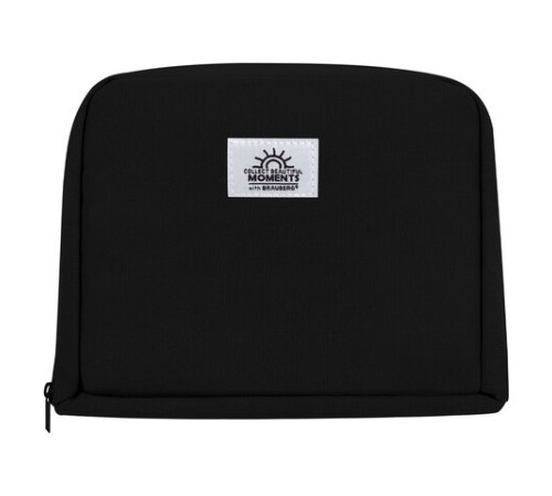Пенал-органайзер BRAUBERG, 1 отделение, С НАКЛЕЙКАМИ, молния вокруг, канвас, 22x15х6 см, черный, 273596