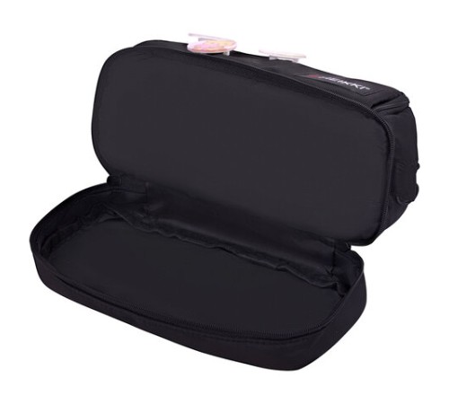 Пенал-органайзер HEIKKI (ХЕЙКИ) с ручкой, значки, 2 отделения, откидная планка, 22x13х10 см, черный, 273599