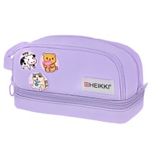 Пенал-органайзер HEIKKI (ХЕЙКИ) с ручкой, значки, 2 отделения, откидная планка, 22x13х10 см, фиолетовый, 273600