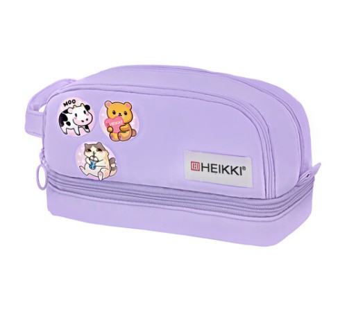 Пенал-органайзер HEIKKI (ХЕЙКИ) с ручкой, значки, 2 отделения, откидная планка, 22x13х10 см, фиолетовый, 273600