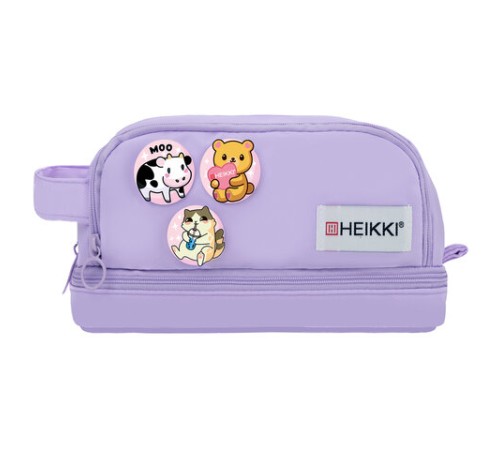 Пенал-органайзер HEIKKI (ХЕЙКИ) с ручкой, значки, 2 отделения, откидная планка, 22x13х10 см, фиолетовый, 273600