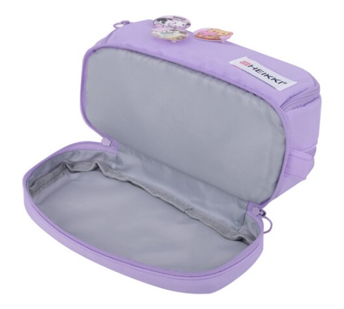 Пенал-органайзер HEIKKI (ХЕЙКИ) с ручкой, значки, 2 отделения, откидная планка, 22x13х10 см, фиолетовый, 273600