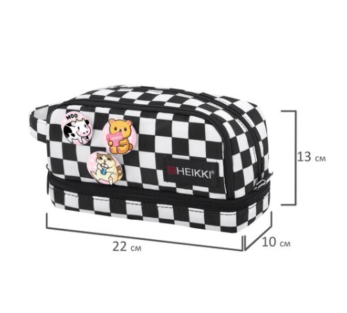Пенал-органайзер HEIKKI (ХЕЙКИ) с ручкой, значки, 2 отделения, откидная планка, 22x13х10 см, 