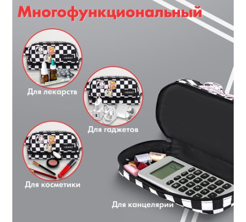 Пенал-органайзер HEIKKI (ХЕЙКИ) с ручкой, значки, 2 отделения, откидная планка, 22x13х10 см, 