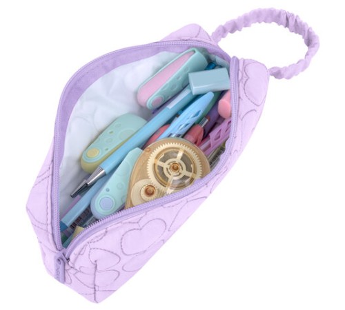 Пенал-косметичка HEIKKI (ХЕЙКИ) с ручкой, 1 отделение, стеганый полиэстер, 21х8х5 см, фиолетовый, 273606