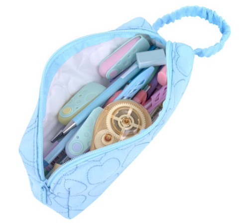 Пенал-косметичка HEIKKI (ХЕЙКИ) с ручкой, 1 отделение, стеганый полиэстер, 21х8х5 см, голубой, 273607