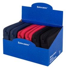 Пенал мягкий BRAUBERG, 2 отделения, ассорти 3 цвета, 