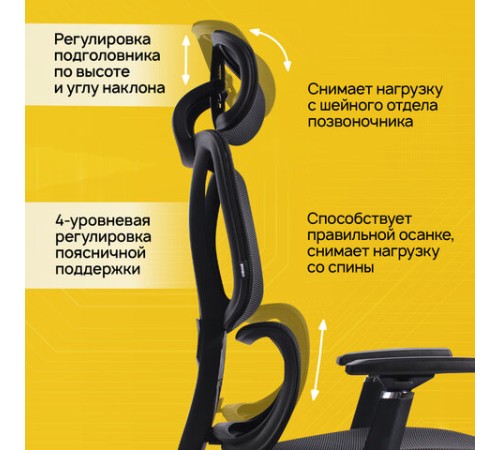 Кресло BRABIX PREMIUM "Fargo ER-710", синхромеханизм, 3D подлокотники, сетка/ткань TW, черное, 532949