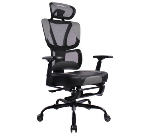 Кресло BRABIX PREMIUM "Venom GM-530", подножка, синхромеханизм, экокожа/сетка, черное/серое, 532951 Кресло BRABIX PREMIUM "Venom GM-530", подножка, синхромеханизм, экокожа/сетка, черное/серое, 532951
