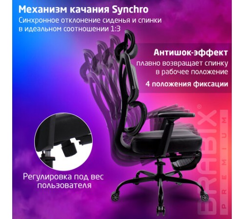 Кресло BRABIX PREMIUM "Venom GM-530", подножка, синхромеханизм, экокожа/сетка, черное/серое, 532951 Кресло BRABIX PREMIUM "Venom GM-530", подножка, синхромеханизм, экокожа/сетка, черное/серое, 532951