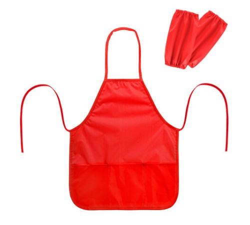 Фартук с нарукавниками для уроков труда ПИФАГОР, 3 кармана, увеличенный размер, 45x60 см, красный, 273745