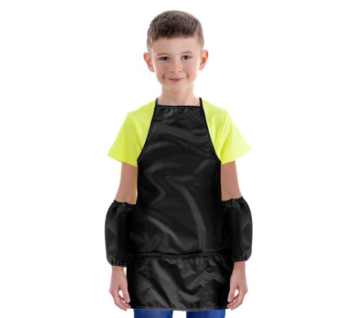 Фартук с нарукавниками для уроков труда ПИФАГОР, 3 кармана, увеличенный размер, 45x60 см, черный, 273747
