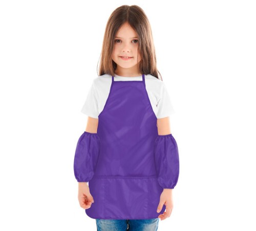 Фартук с нарукавниками для уроков труда ПИФАГОР, 3 кармана, увеличенный размер, 45x60 см, фиолетовый, 273748