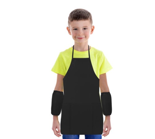 Фартук с нарукавниками для уроков труда ПИФАГОР, 3 кармана, уменьшенный размер, 39х49 см, черный, 273751