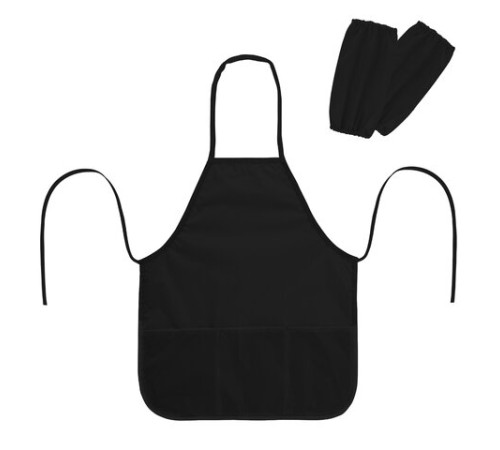 Фартук с нарукавниками для уроков труда ПИФАГОР, 3 кармана, стандартный размер, 44x55 см, черный, 273755