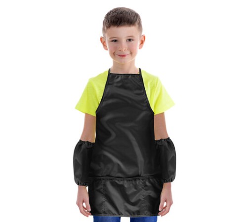 Фартук с нарукавниками для уроков труда ПИФАГОР, 3 кармана, стандартный размер, 44x55 см, черный, 273755