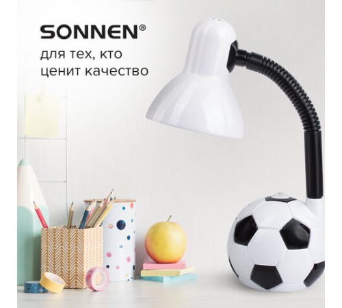 Настольная лампа / светильник SONNEN OU-503, на подставке, цоколь Е27, "Мяч", белый, 236675