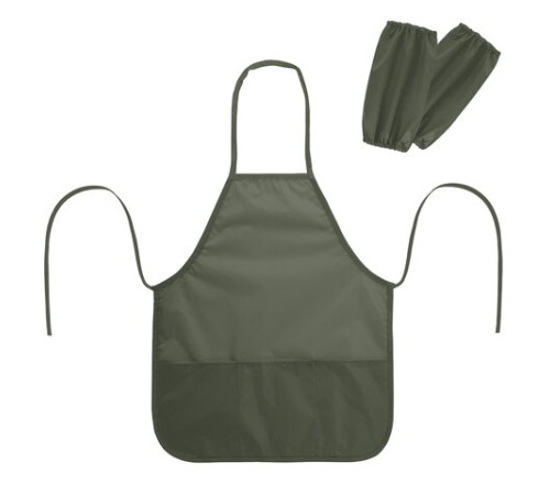 Фартук с нарукавниками для уроков труда ПИФАГОР, 3 кармана, стандартный размер, 44x55 см, хаки, 273756