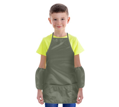 Фартук с нарукавниками для уроков труда ПИФАГОР, 3 кармана, стандартный размер, 44x55 см, хаки, 273756