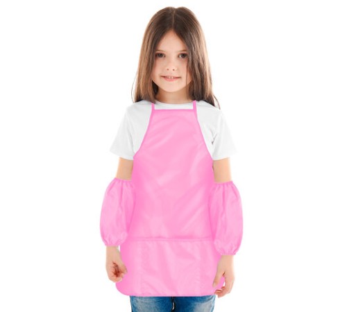Фартук с нарукавниками для уроков труда ПИФАГОР, 3 кармана, стандартный размер, 44x55 см, розовый, 273757
