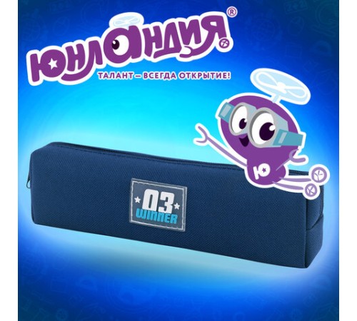 Пенал ЮНЛАНДИЯ ЮНИОР, 1 отделение, полиэстер, аппликация, 