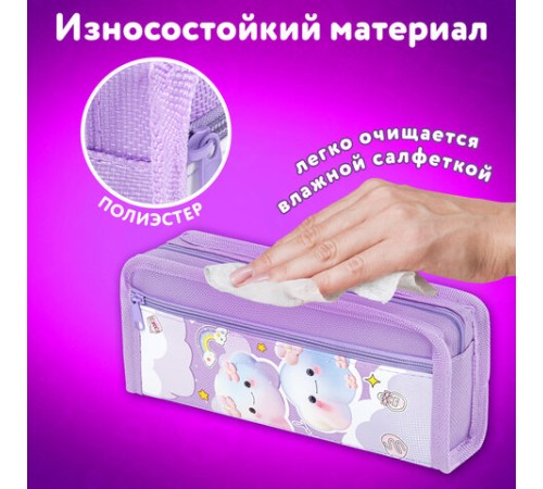 Пенал ЮНЛАНДИЯ ЮНИОР, 2 отделения, полиэстер, 