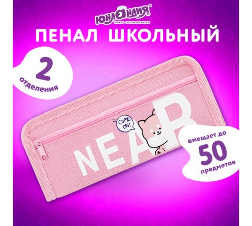 Пенал ЮНЛАНДИЯ ЮНИОР, 2 отделения, полиэстер, 