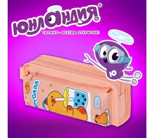 Пенал ЮНЛАНДИЯ ЮНИОР, 2 отделения, с ручкой, полиэстер, 