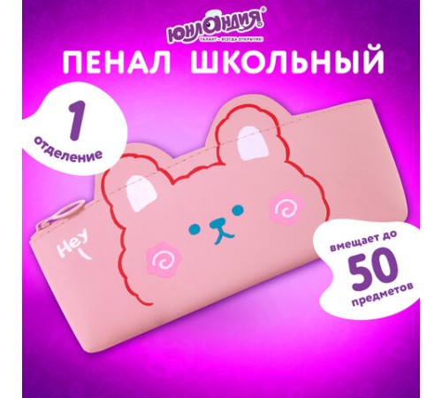 Пенал ЮНЛАНДИЯ ЮНИОР, 1 отделение, искусственная кожа, 