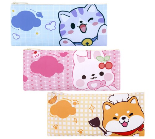 Пенал-конверт ПИФАГОР, 1 отделение, ПВХ, ассорти 