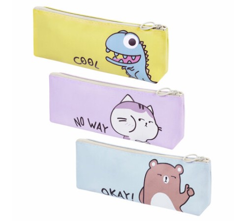 Пенал мягкий ПИФАГОР, 1 отделение, ПВХ, ассорти 