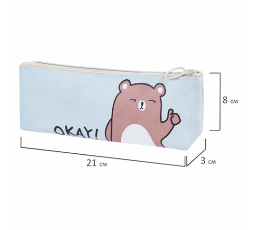 Пенал мягкий ПИФАГОР, 1 отделение, ПВХ, ассорти 