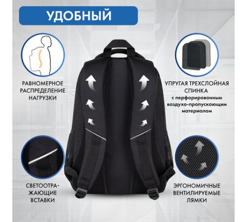 Рюкзак BRAUBERG CONCEPT универсальный, 2 отделения, светоотражающий принт, 