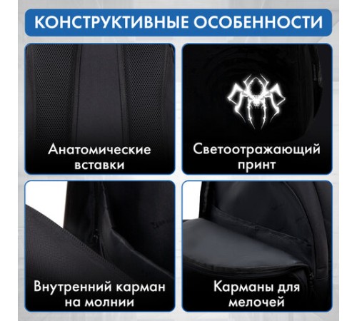 Рюкзак BRAUBERG CONCEPT универсальный, 2 отделения, светоотражающий принт, 